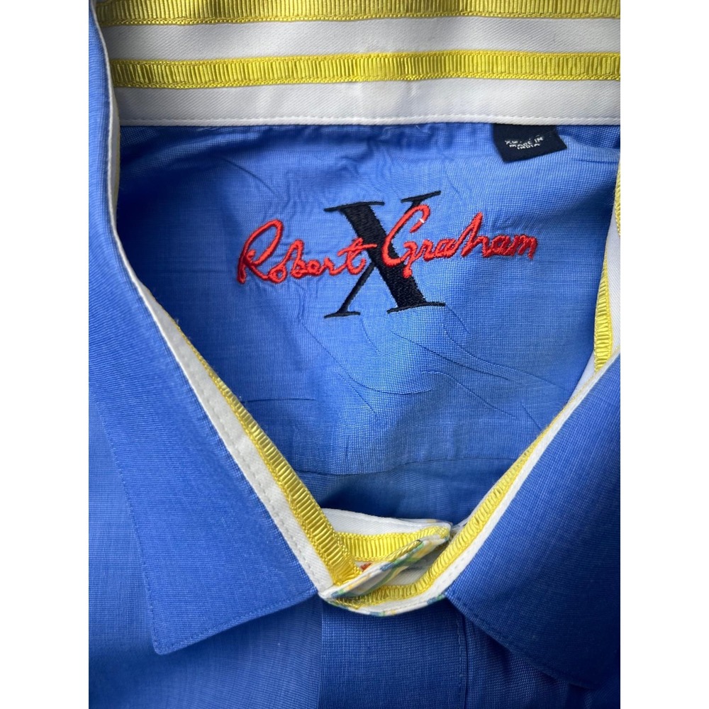 Robert Graham Shirt Mens XL Blue Flip Cuff Contrast Long Sleeve Button Up Cotton - Picture 7 of 16